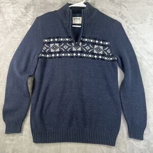 Urban Pipeline Sweater Boys Medium Blue Aztec Knit Pullover Half Zip